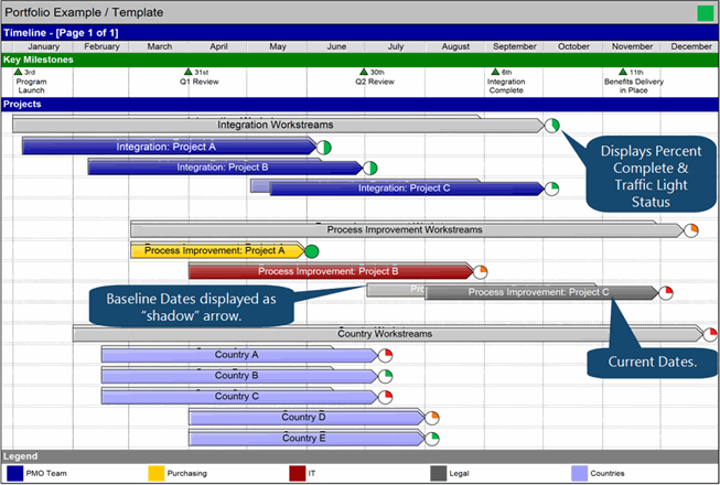 Program Plan Reporting - Timeline Example in Swiftlight