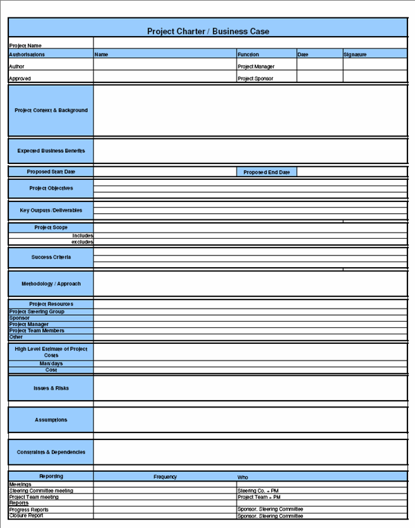 Writing a project charter template excel
